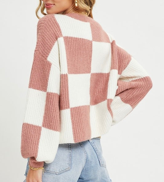 Mauve Checker Sweater