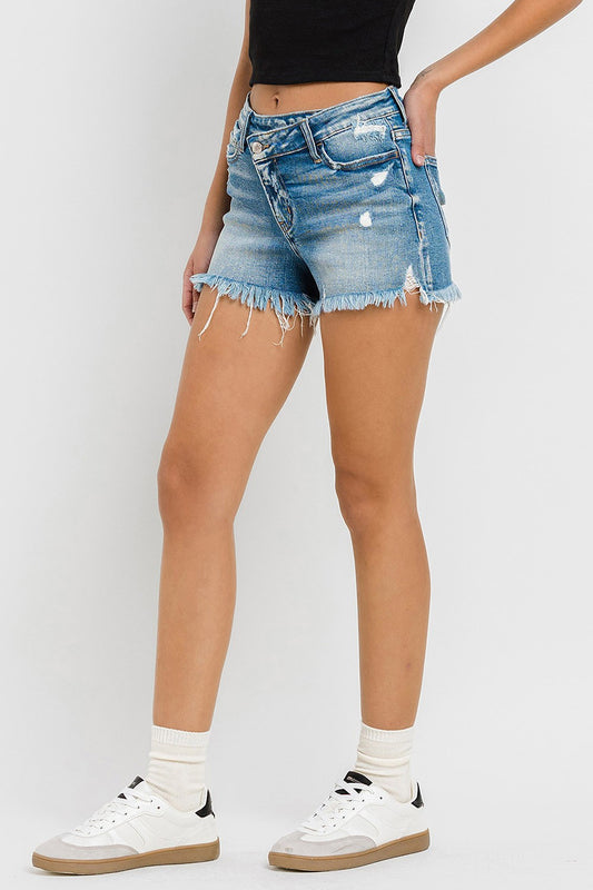 Vervet Criss Cross High Rise Jean Shorts